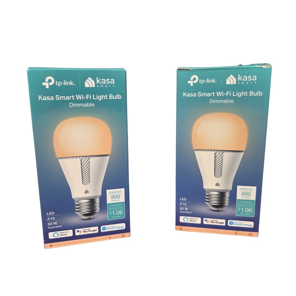 TP-Link Kasa Smart Wi-Fi Light Bulb 2 Pack White Dimmable A19 LED KL110 60W